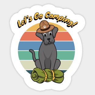 Funny Big Dog Wants to go Camping Sticker